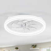 20 -inch White Low Profile Ceiling Fan with Light and Remote Control(7-Blade)